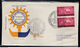 Italia FDC Venetia 1961 Giornata Del Francobollo Coppia Non Viaggiata - FDC