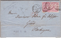 1860 GRAN BRETAGNA/GREAT BRITAIN - N. 18 4p Rosa 2 Esemplari Su Lettera - Autres & Non Classés
