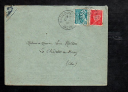 AFFRANCHISSEMENT COMPOSE SUR LETTRE DE BADECON LE PIN INDRE 1944 - Postal Rates