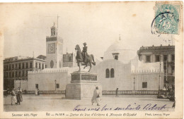 ALGERIE - ALGER - 60 - Statue Du Duc D'Orléans & Mosquée El-Djedid - Sauveur édit. Phot. LEROUX Alger - Algeri