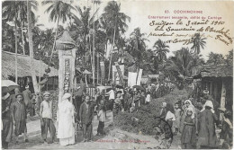 VIET NAM.  COCHINCHINE.ENTERREMENT ANNAMITE DEFILE DU CORTEGE. CARTE ECRITE AN 1910 - Viêt-Nam