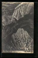 AK Bergarbeiter Auf Der Rutsche Im Bergwerk  - Mines
