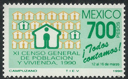 1990 MÉXICO XI CENSO GENERAL DE POBLACIÓN Y VIVIENDA Sc. 1641 MNH Census Of Population And Housing - México