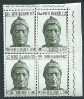 Italia 1965; Dante Alighieri, Anniversario Della Nascita. Lire 500 Scultura Bronzea Del Poeta: Quartina D' Angolo. - 1961-70: Mint/hinged