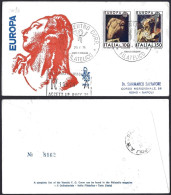 Fdc Venetia 1975 393it Europa CEPT Af Roma Racc. Ass. Scritte Azzurre Al Verso - FDC