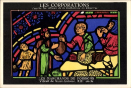 CPA Chartres Eure Et Loir, Die Unternehmen, Die Fischhändler, Buntglasfenster Von Saint-Antoine - Altri & Non Classificati