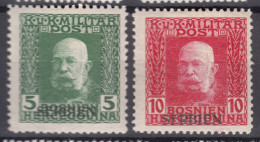 Austria Occupation Of Serbia In WWI Serbien Overprint 1914-1916 Mi#4,6 Mint Hinged - Nuevos