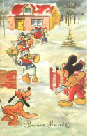 BONNE  ANNÉE - Disney, Mickey, Dingo, Donald Et Les Trois Petits Cochons. - Altri & Non Classificati