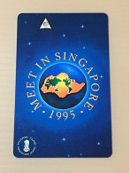 Singapore SMRT TransitLink Metro Train Subway Ticket Card, Meet In Singapore 1995, Set Of 1 Used Card - Singapour