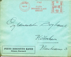 Denmark Cover With Red Meter Cancel Odense 18-2-1931 Fyens Disconto Kasse Odense - Lettres & Documents