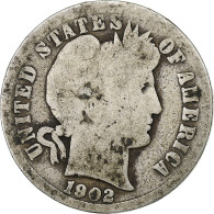 États-Unis, Dime, Barber Dime, 1902, U.S. Mint, Argent, B+, KM:113 - 1892-1916: Barber