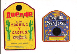 Etiquettes  Tequila Cactus Et Silver San José - - Alcoholes Y Licores