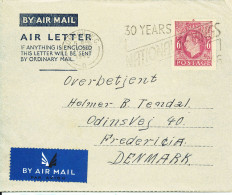 Great Britain Air Letter Sent To Denmark London 17-4-1946 - Entiers Postaux