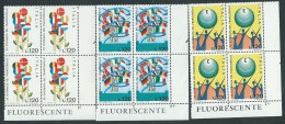 Italia 1978; Giornata Del Francobollo, Serie Completa. 3 Quartine D' Angolo Con FLUORESCENTE. - 1971-80: Mint/hinged