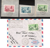 VIETNAM  1955  LIBERATION D'HANOI  3 STAMPS AND ONE LETTER (VERTICAL FOLD) - Viêt-Nam