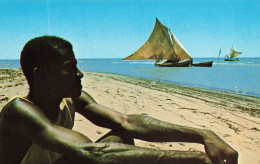 HAITI - A  Weathered Fisherman Relaxes Ashore On Beautiful Virgin Beaches- Colorisé - Animé - Carte Postale - Haïti