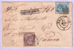 1874-EFFIGIE C.30 Perfetto + C.20 Angolo Tagliato Su Busta Raccomandata Legnago  - Storia Postale