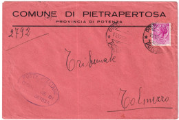 1955-SIRACUSANA Lire 13 Isolato Su Busta Pietrapertosa (12.12) - 1946-60: Storia Postale