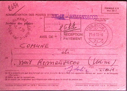 1973-AVVISO RICEVIMENTO Per ESTERO (mod 23-E Cartoncino Rosa) Non Affrancato Usa - 1971-80: Marcophilie