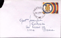 1990-CAMPIONATI MONDO CALCIO Lire 600 (Romania) Isolato Su Biglietto Visita - 1981-90: Poststempel