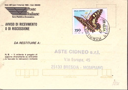 1996-FARFALLE Papilio Hospito Lire 750 Isolato Su Avviso Ricevimento - 1991-00: Marcophilie