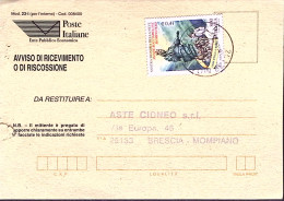 1999-Posa Statua Madonna Delle Nevi Lire 800 Isolato Su Avviso Ricevimento - 1991-00: Poststempel