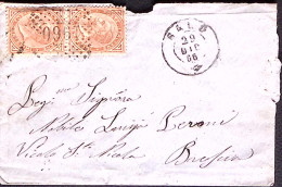 1866-CIFRA Coppia C.10 Tiratura De La Rue Su Bustina Salò (29.12) - Marcophilia