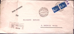 1932-Imperiale Coppia C.35 Con Parte Del Numero Di Tavola Su Stampe Raccomandate - Marcophilia