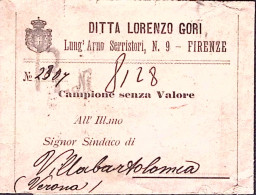 1898-CAMPIONE SENZA VALORE Fascetta Raccomandata Affrancata Al Verso Effigie C.1 - Poststempel