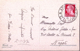 1935-AMB. REGGIO C-NAPOLI 104 C.2 (1.8) Su Cartolina Affrancata Imperiale C.20 - Marcophilia