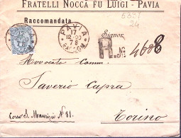 1890-effigie C.45 Isolato Su Raccomandata Pavia (17.12) - Poststempel