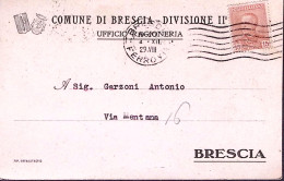 1929-effigie C.15 Isolato Su Cartolina Brescia (4.12) - Marcophilia