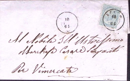 1864-effigie C.15 Tir. De La Rue Su Lettera Completa Testo Lecco (18.9) - Storia Postale
