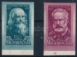 ** 1952 Leonardo Da Vinci és Victor Hugo ívszéli Vágott Sor (9.000) - Autres & Non Classés