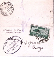 1948-Posta Aerea Lire 5 Come PO Isolato Su Piego Roma (28.7) - 1946-60: Marcophilia