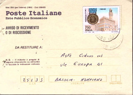 1995-ANNIVERSARI STORICI Firenze M.O. Resistenza Lire 750 Isolato Su Avviso Rice - 1991-00: Marcophilie