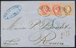 Ausztria 1869 Levél Triesztből Franciaországba 2 X 5kr + 15kr Bérmentesítéssel - Otros & Sin Clasificación