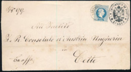 Ausztria 1873 Hivatalos Levél Lussin Kikötő Parancsnokságától 10kr Bérmentesítéssel Franciaországba A Sete-i (tévesen Ce - Other & Unclassified