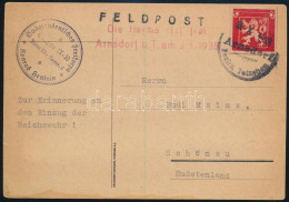 Német Megszállás Szudétavidék 1938 Levelezőlap Arnsdorfból Alkalmi Bélyegzésekkel. Certificate: Brunel - Altri & Non Classificati
