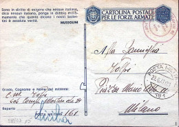 1943-Posta Militare/N 161 C.2 (23.6) Su Cartolina Franchigia Piega Centrale Fori - Marcophilia