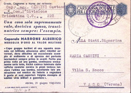 1943-Posta Militare/N 228 C.2 (4.9) Su Cartolina Franchigia M.O. Marrone Alberic - Marcophilia