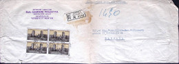 1960-PREOLIMPICA Blocco Quattro Lire 35 Su Manoscritti Raccomandati Marsala (13. - 1946-60: Storia Postale