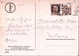 1943-MUSSOLINI E HITLER Cartolina Donata Camice Nere In Germania Viaggiata Venez - Patriottisch
