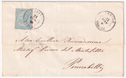 1864-effigie C.15 (L18) Isolato Su Soprascritta Urbino (21.12) - Storia Postale