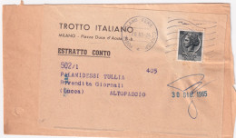 1965-Siracusana Lire 5 Isolato Su Estratto Conto Giornali Milano (7.6) - 1961-70: Storia Postale