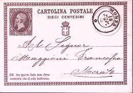 1876-MONZA C.2 (18.11) Su Cartolina Postale Effigie C.10 - Ganzsachen