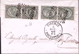 1866-EFFIGIE Due Coppie C.5 Su Soprascritta Firenze (5.12) - Storia Postale