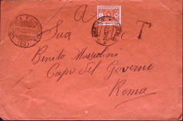 1936-A BENITO MUSSOLINI Busta Indirizzata Con Annullo Verona (13.1) Non Affranca - Marcophilia