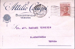 1923-Verona Biscottificio Attilio Colussi Cartolina Con Intestazione A Stampa Vi - Marcophilia