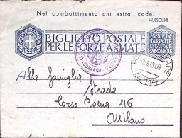 1943-Posta Militare/N 114 C.2 (2.8 Era Fascista Errata) Su Biglietto Franchigia  - Guerra 1939-45